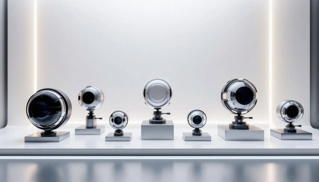 A display of CO2 laser lenses with price tags indicating cost and availability.