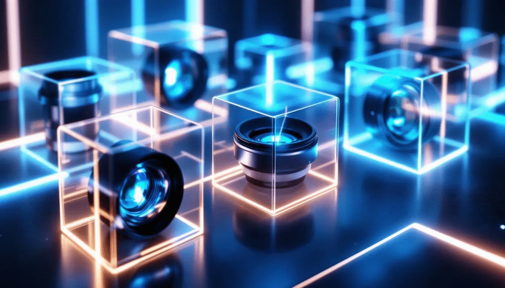 Affordable lens options for hobbyists, displayed in a creative manner.