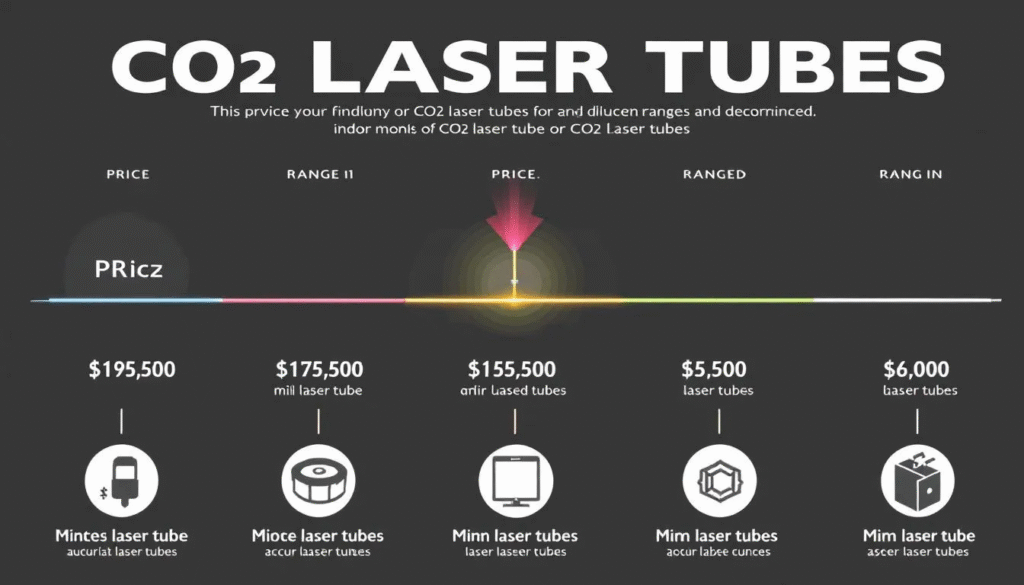 Price ranges for CO2 laser tubes with examples of different models.